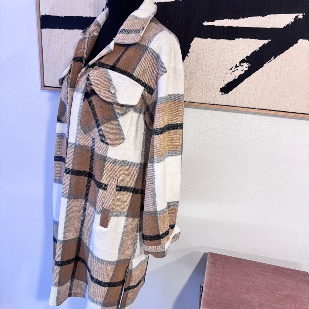 Plaid Button-Up Flannel Jacket - image 3